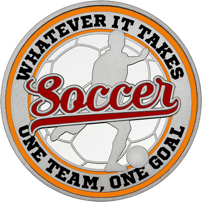 Maroon "Soccer" with Orange Outer Circular Borders